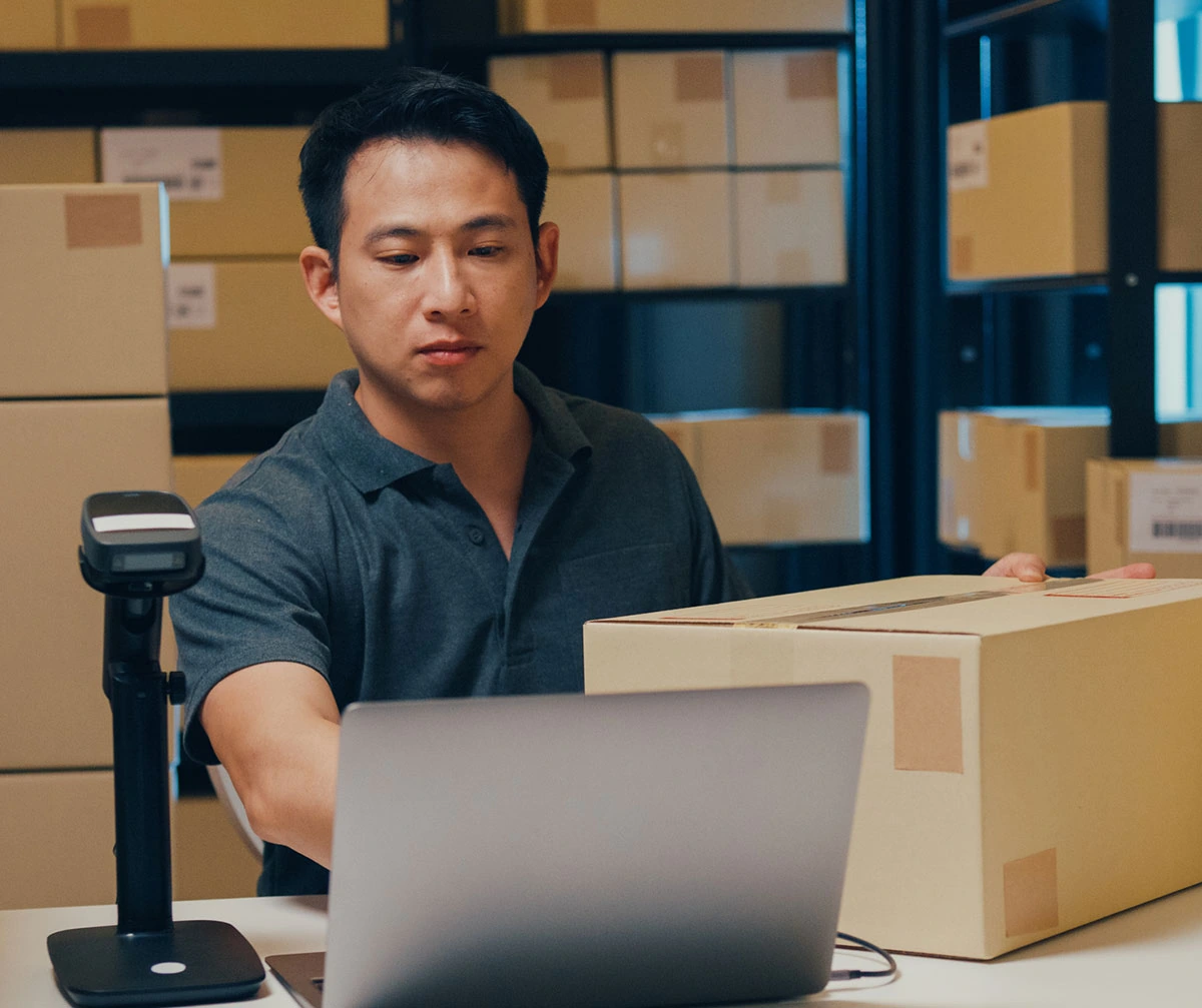 man working at desk